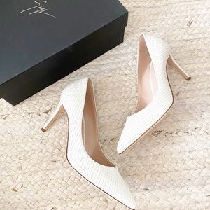 New Giuseppe Zanotti White Snake Textured Heels